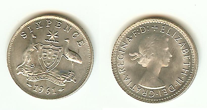 Australian 6 Pence 1961 GEM Unc